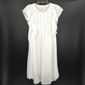 Max Studio white prairie cotton‎ dress Size L A-line lightweight cottagecore